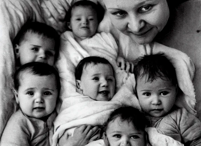 Prompt: high resolution black and white portrait with an 8 0 mm f / 1 2 lens of babies in chernobyl in 1 9 8 9.