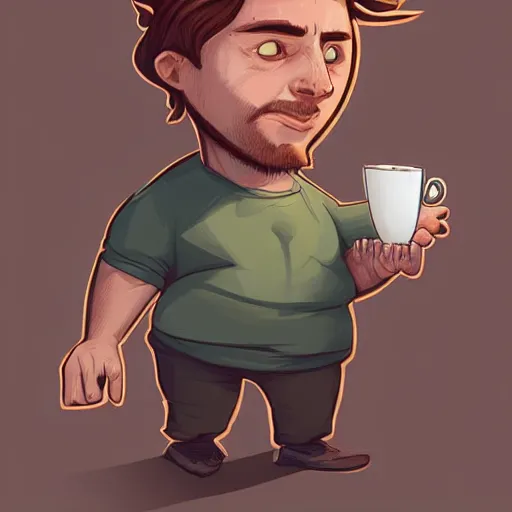 Image similar to guy named luis barlock. coffee addict and ruthless coffee bean psychopath. chubby face. centered median photoshop filter cutout vector behance artgem hd jesper ejsing!