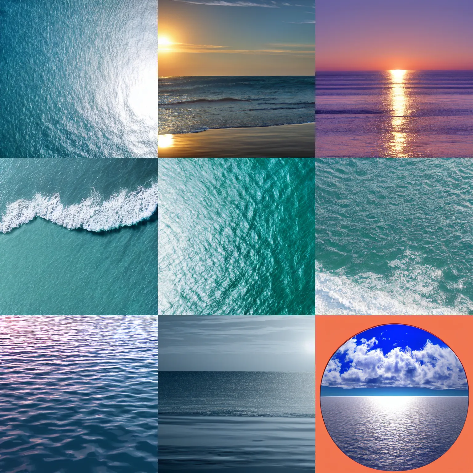 Prompt: A photo of the ocean, ray tracing reflection