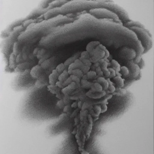 Image similar to vladimir putin's face in a nuclear mushroom cloud, cartoonish, ultra detailed pencil drawing