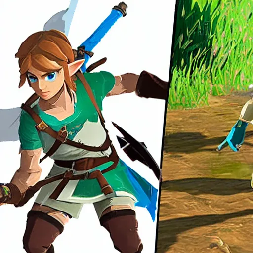 Image similar to genesis impact character meets link from zelda breath of the wild