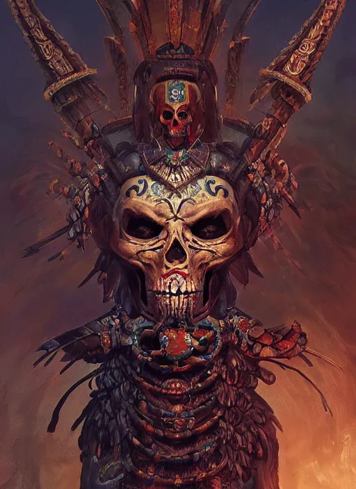 Image similar to digital _ painting _ of _ ah puch mayan god of death _ by _ filipe _ pagliuso _ and _ justin _ gerard _ symmetric _ fantasy _ highly _ detailed _ realistic _ intricate _ port