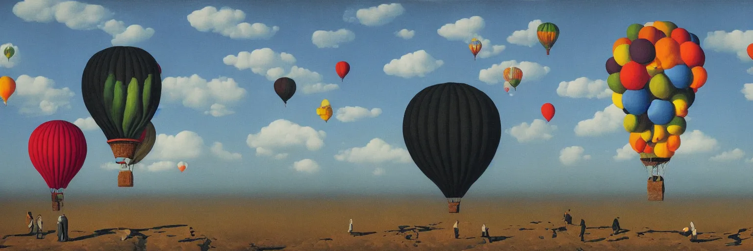 Image similar to hot air balloon painting magritte