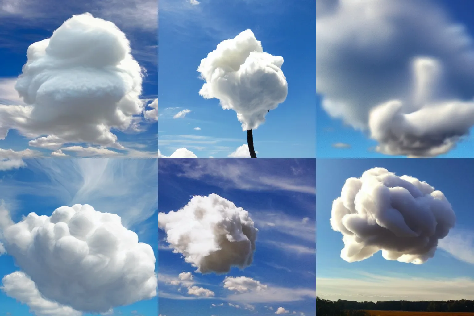 Prompt: beutiful fluffy cloud in hear shape on blu sky