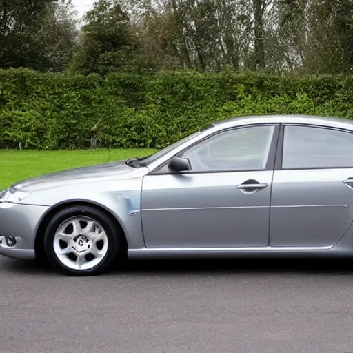 Prompt: 2 0 0 5 grey metallic saab 9 - 3 aero outside a beautiful dreamhouse