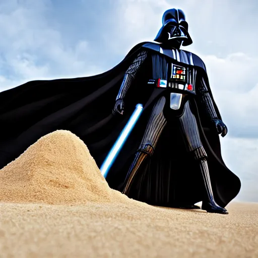 Image similar to darth vader attacking a pile of sand