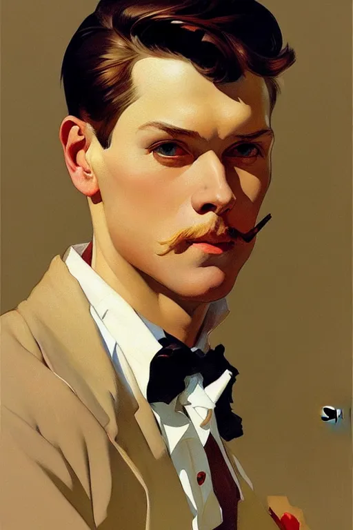 Prompt: attractive male, painting by ilya kuvshinov, j. c. leyendecker, carl larsson