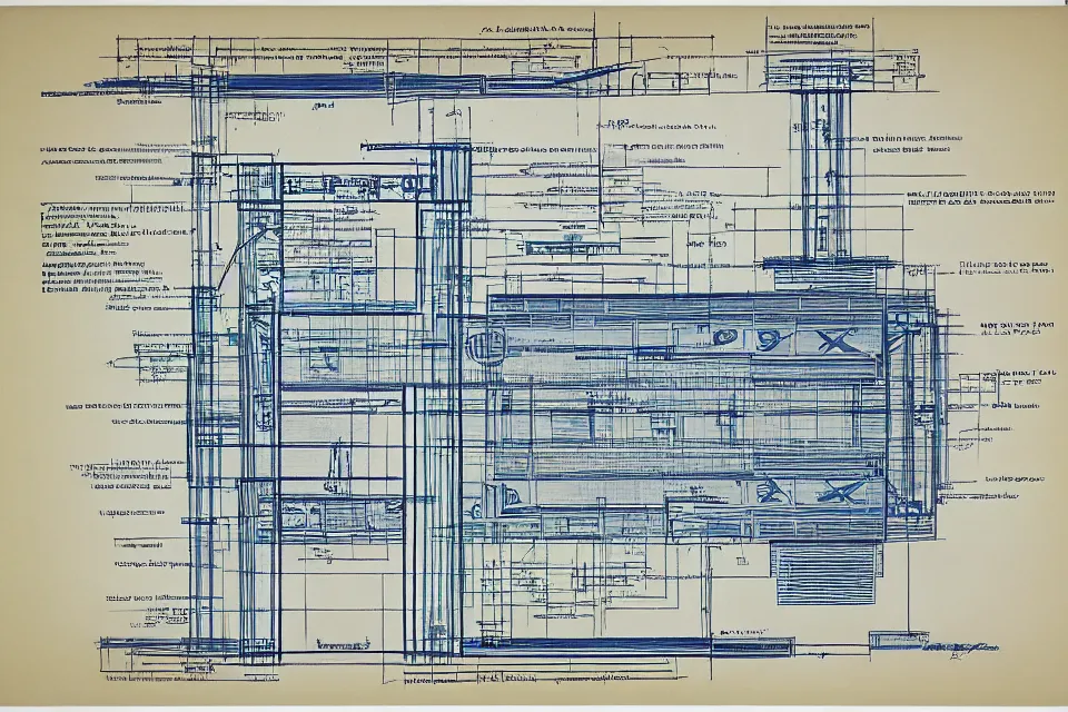 Prompt: Blueprint showing the design plan of Time machine.