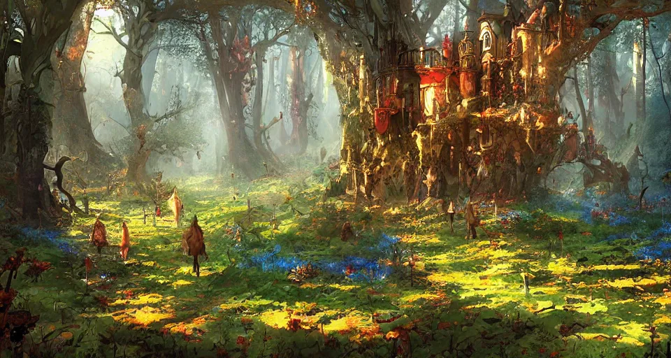 Image similar to Enchanted and magic forest, by Marc Simonetti