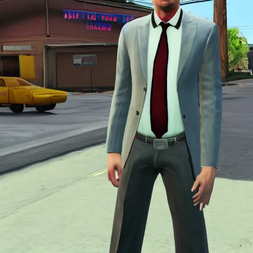 Image similar to saul goodman as a grand theft auto 5 character