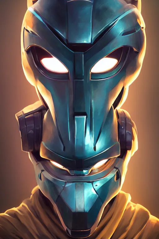 Image similar to epic mask helmet robot ninja portrait stylized as fornite style game design fanart by concept artist gervasio canda, behance hd by jesper ejsing, by rhads, makoto shinkai and lois van baarle, ilya kuvshinov, rossdraws global illumination radiating a glowing aura global illumination ray tracing hdr render in unreal engine 5