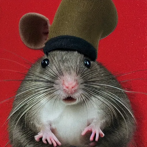 Image similar to a rat with a hat