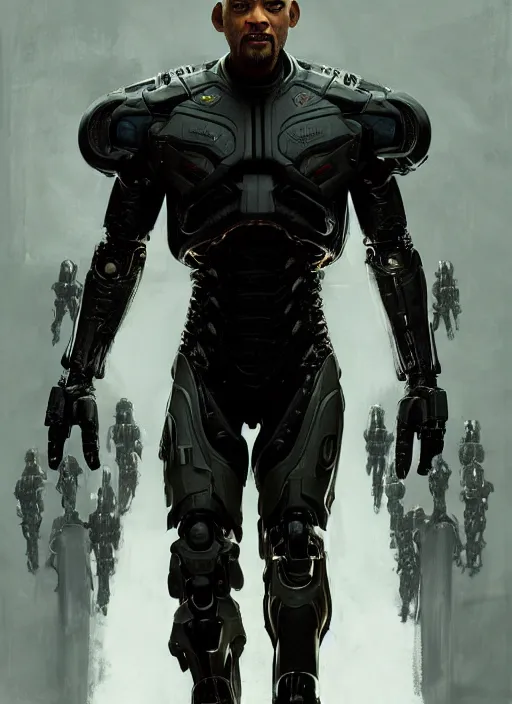 Prompt: will smith as victor stone, full body concept, cyborg, borg, strogg, face of a man, terminator, flesh, quake strogg, doom demon, wolfenstein, monstrous, powerful, symmetry, symmetrical, concept art by ruan jia and greg rutkowski