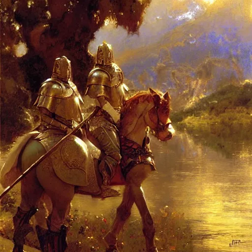 Prompt: attractive gay knights in camelot. highly detailed painting by gaston bussiere, craig mullins, j. c. leyendecker