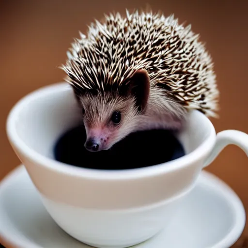 Image similar to baby hedgehog in a teacup, bokeh, sigma 5 0 mm f / 1. 4, minimalistic, 8 k