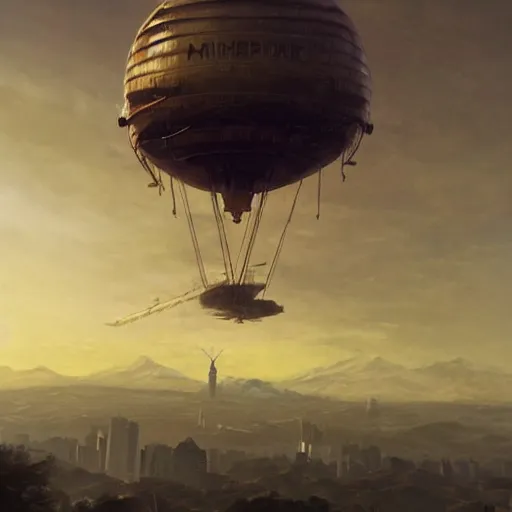 Image similar to a final fantasy airship over santiago of chile, by wes anderson and greg rutkowski