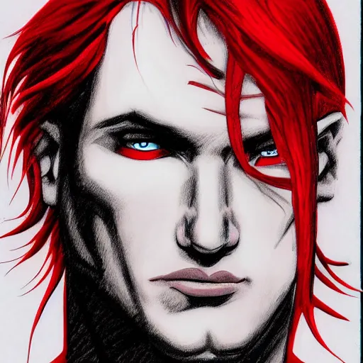 Prompt: drawing of a man with red hair and green eyes digital art clark voorhees deviantart contest winner shock art dc comics digital illustration digital painting
