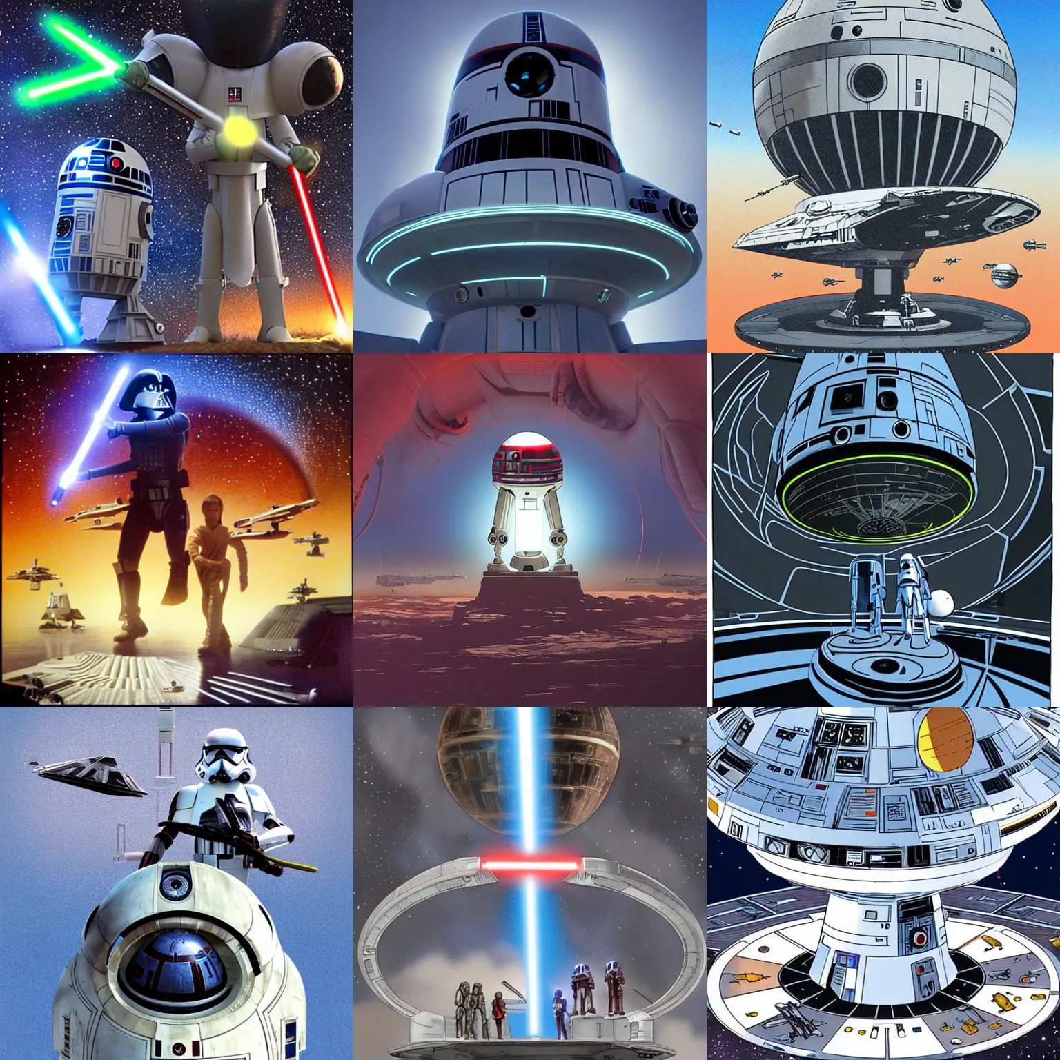 Prompt: star wars lighthourse, on the orbit of planet, in style of alien movie