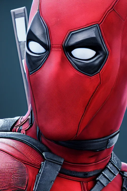 Image similar to Deadpool,muscle extremely detailed, fantastic details full face, mouth, trending on artstation, pixiv, cgsociety, hyperdetailed Unreal Engine 4k 8k ultra HD, WLOP