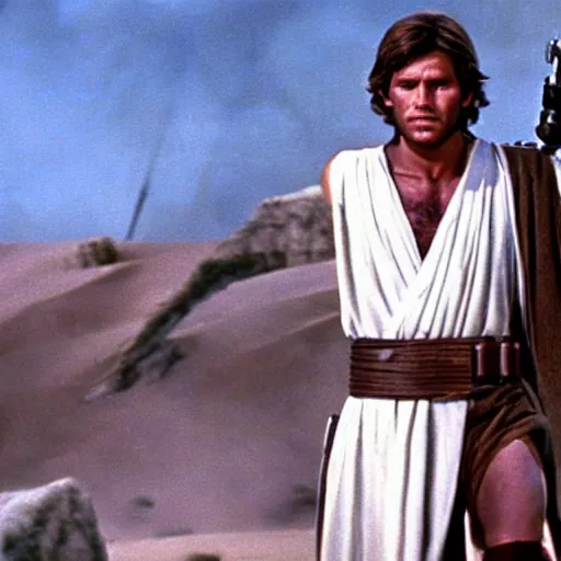 Prompt: a film still of david ( from the bible ) in star wars 1 9 7 7, realistic, photorealistic