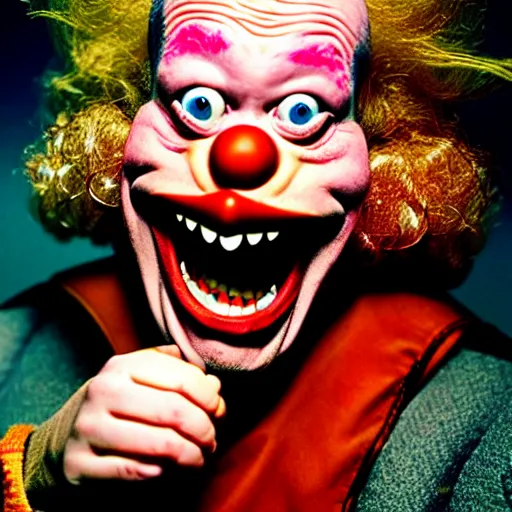 Image similar to uhd photorealisitc candid photo of krusty the clown. photo by annie leibowitz and steve mccurry