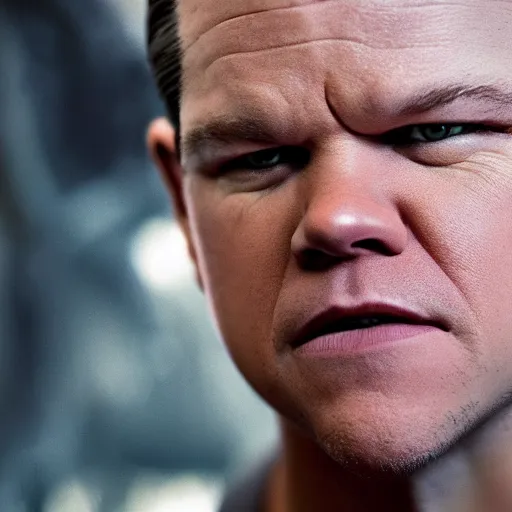 Image similar to matt damon as demon, high detail