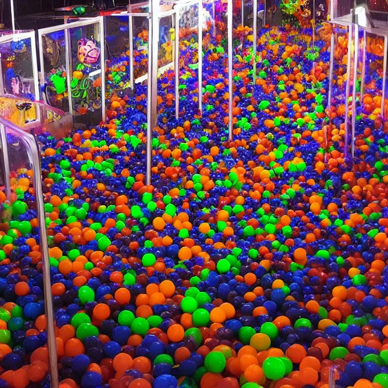 Prompt: An extremely spooky gothic ball pit in a fun center