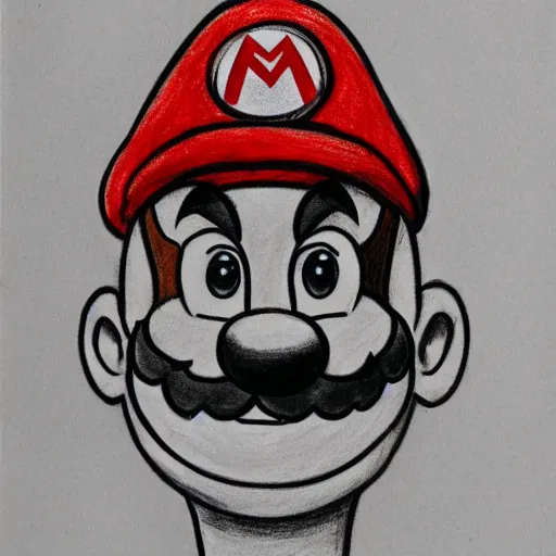 Prompt: a drawing of mario made in blood