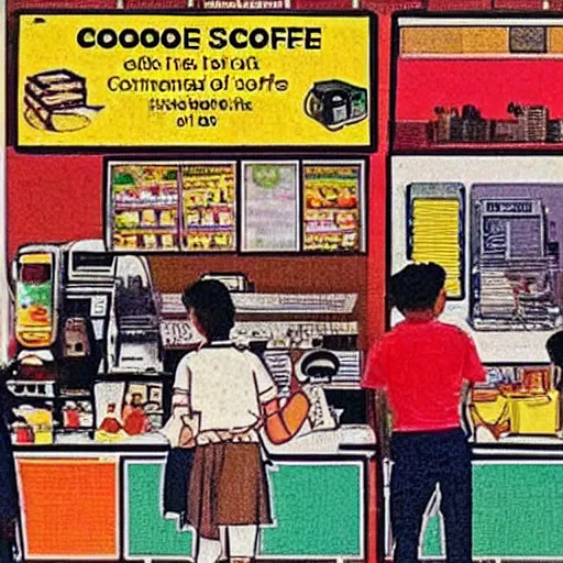 Prompt: 1 9 9 0 s singaporean public education poster for neighbourhood coffee shops