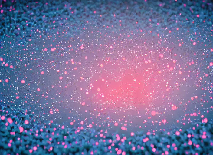 Image similar to a 3D render of glowing cells under a microscope, bokeh, Canon 50mm, cinematic lighting, volumetric light, octane, octane render, redshift render