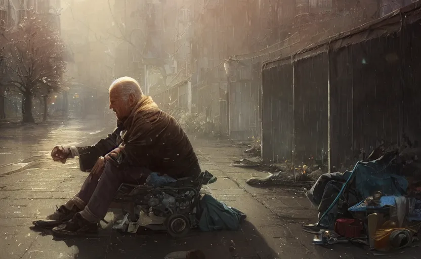 Prompt: highly detailed portrait of joe biden as a homeless, in vr, stephen bliss, unreal engine, fantasy art by greg rutkowski, loish, rhads, ferdinand knab, makoto shinkai and lois van baarle, ilya kuvshinov, rossdraws, tom bagshaw, global illumination, radiant light, detailed and intricate environment