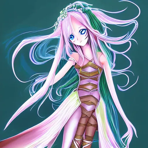 Image similar to digital art long hair anime lady ELF dancing in the moonlight l by Sakimichan