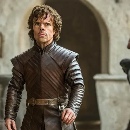 Image similar to Film still of Tom Cruise as Tyrion Lannister. Extremely detailed. Screenshot. 4K. Cinematic lighting.