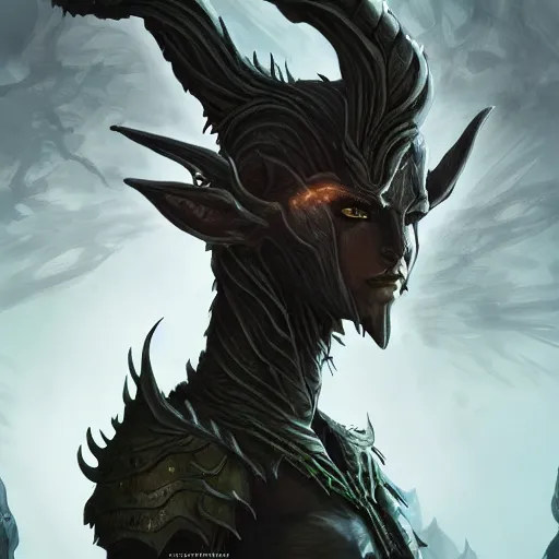 Image similar to dark fantasy concept of elven tree elf god, with dark steel and eldritch wood armor on a mountain, cinematic, dynamic lighting, photorealistic, ultra detailed, trending on art station, stunning visuals, creative, hyper detailed