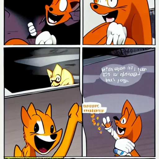 Prompt: tails gets trolled image panel