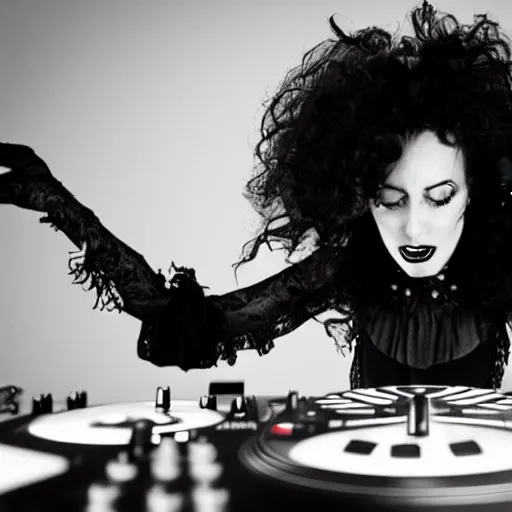 Prompt: a witch on the dj decks