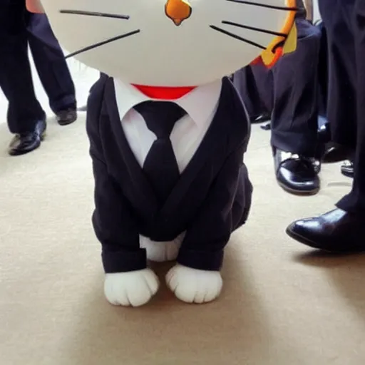 Prompt: a cat wearing a suit, doraemon style