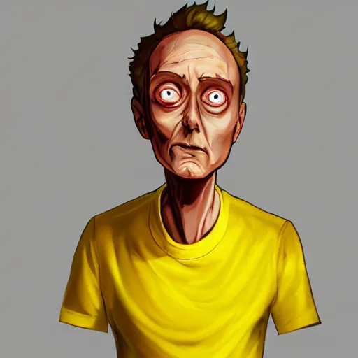 Image similar to morty from rick and morty as a human wearing yellow shirt, highly detailed portrait, digital painting, artstation, concept art, smooth, sharp foccus ilustration, artstation hq