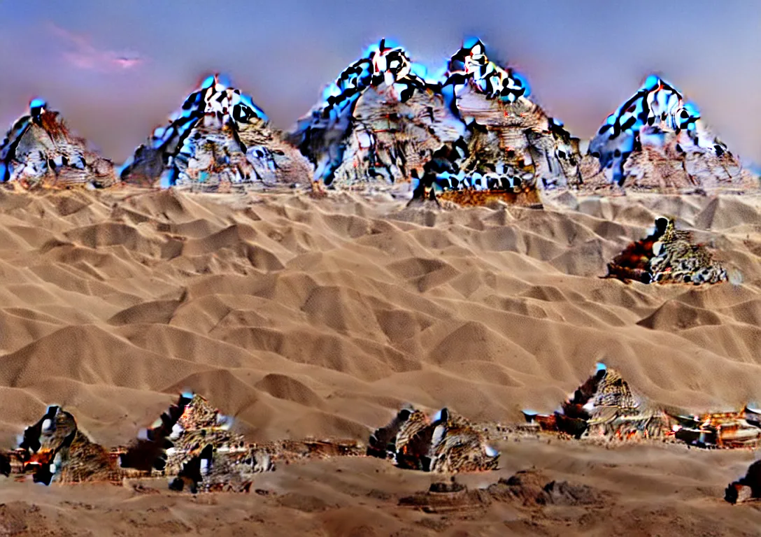 Image similar to Great Pyramids turning into gigantic robots with lasers in Egypt. Photorealistic. Intricate details.