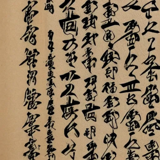 Prompt: a Japanese manuscript hand-written on papyrus