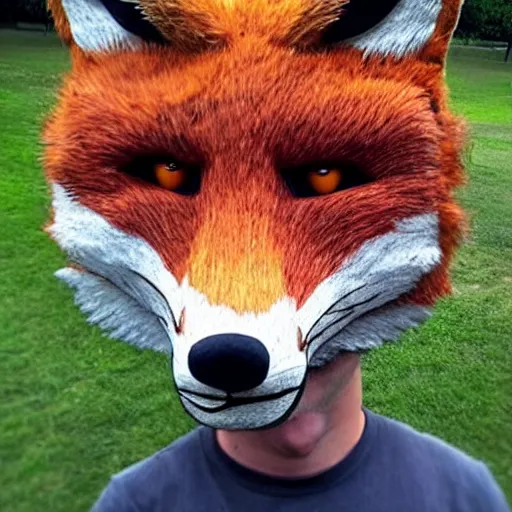 Prompt: a man the a fox head