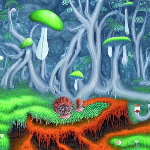 Image similar to surreal fungal cave