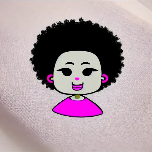 Prompt: a cute 2 d hair scrunchie character, afro, design, detailed eyes logo