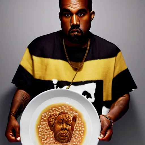 Image similar to kanye west made out of congee, michelin star photography, chinese food photography, kanye made out of congee 1 9 9 9