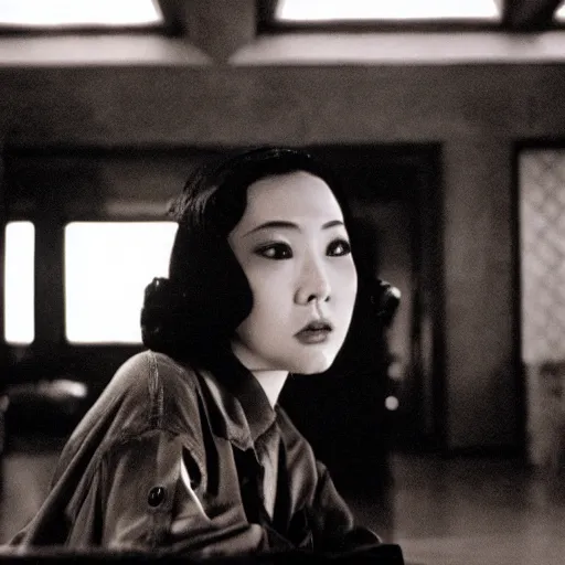 Image similar to wong kar wai lonely woman indoors movie scene