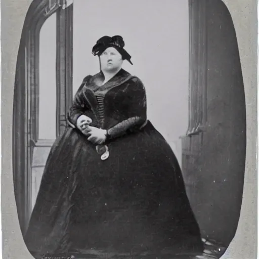 Prompt: queen victoria robbing a bank, 1870s photo