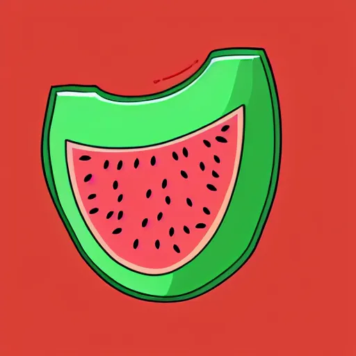 Image similar to Digital cartoon drawing of a kawaii Watermelon Slice, High quality, cel shading, thick line-art