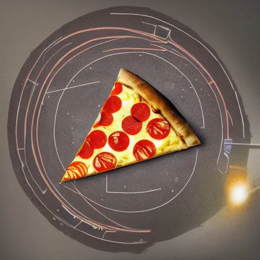 Prompt: a pizza portal to another universe, award winning professional stargate photography