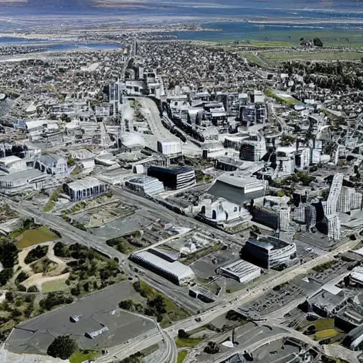 Prompt: christchurch city 5 0 years into the future