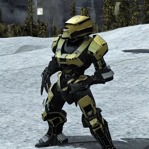 Prompt: walter white in Halo spartan armor